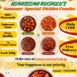 Summer Special Homemade Andhra Pickles Combo featuring Mango, Amla, Ginger, and Chicken Pickles with free delivery across India.